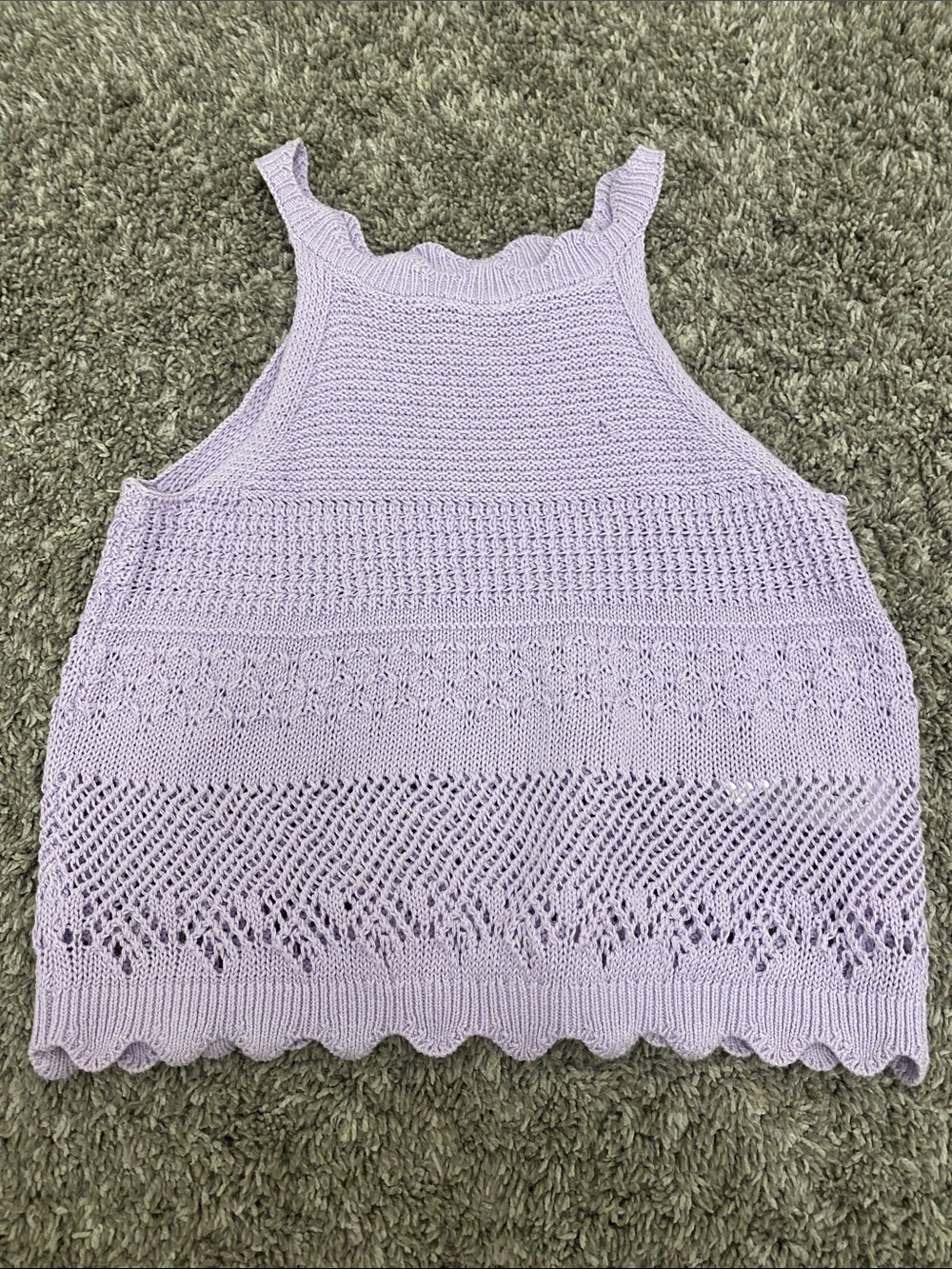 Old Navy Lavender Knit Scallop Tank Top